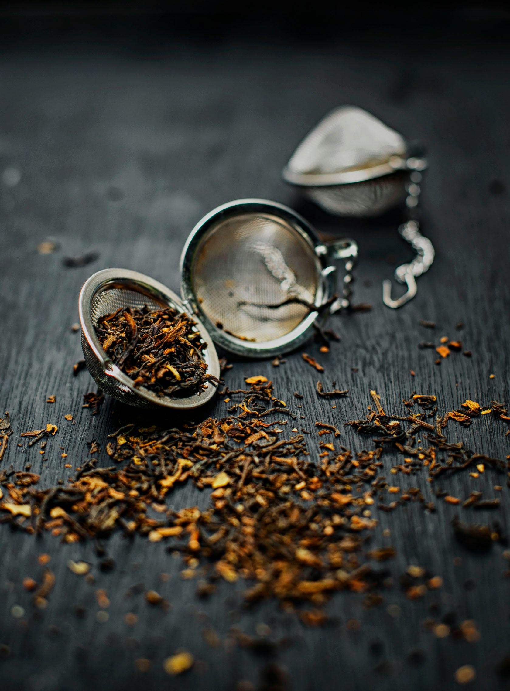 Fresh tea leaves and herbs